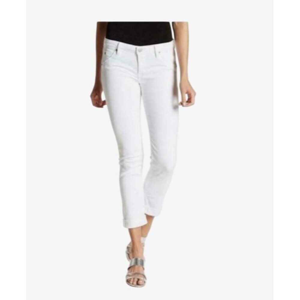 Hudson Bacara Crop Straight Cuffed Jeans Womens Size 26 White Cotton Denim - Picture 2 of 8
